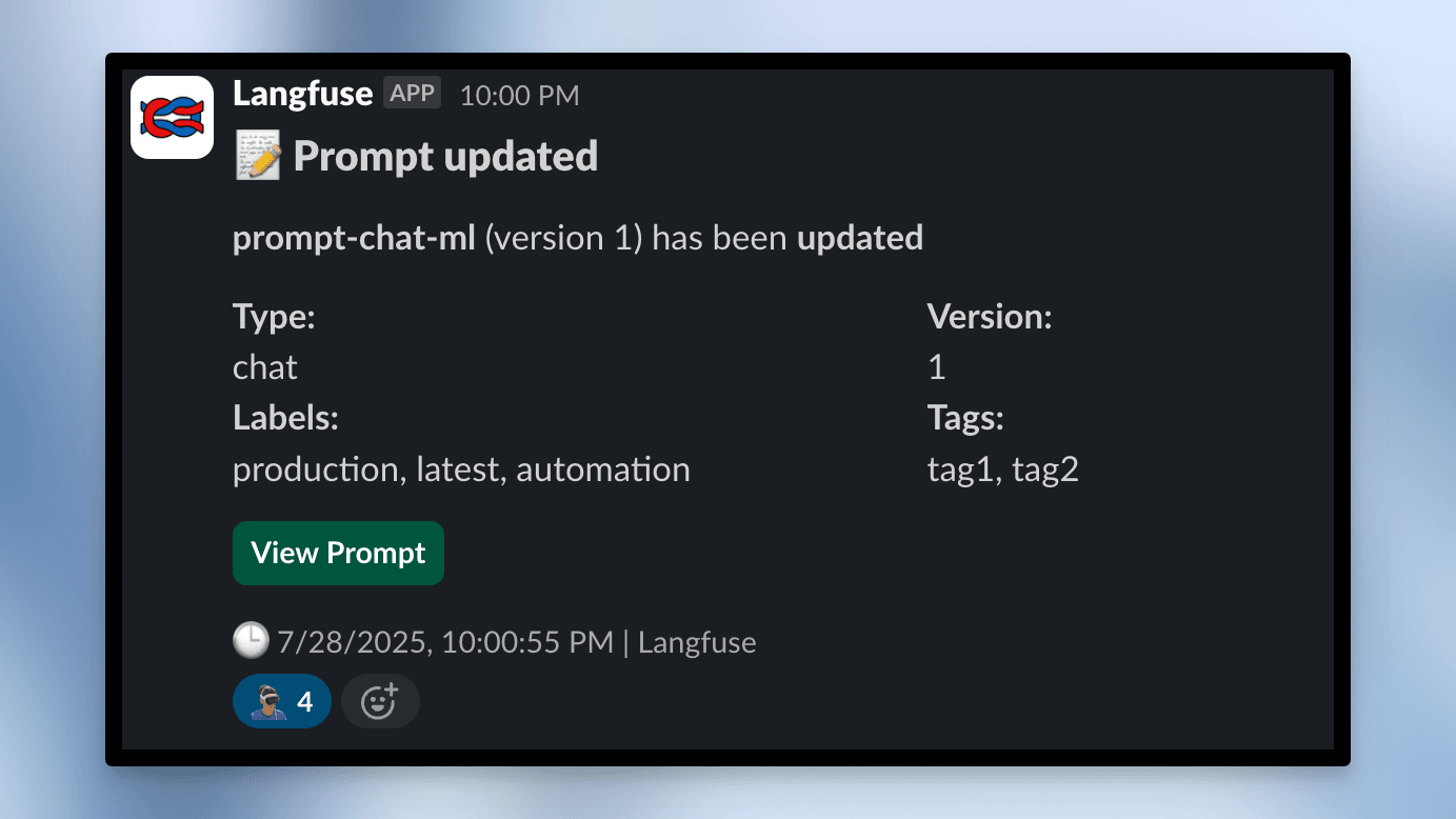 Slack Integration for Prompt Webhooks